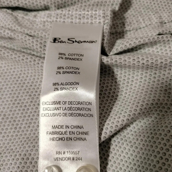 Ben Sherman Slim Fit Men Sz Medium Shirt Button Down Black Dots Cotton Pocket - Picture 6 of 10